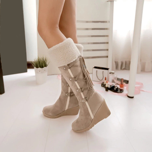 HANO all'ingrosso inverno termico morbido caldo <span class=keywords><strong>zeppa</strong></span> <span class=keywords><strong>scarpe</strong></span> da neve tinta unita <span class=keywords><strong>con</strong></span> lacci da donna stivali da neve - Product Image 6