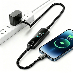 Câble de charge rapide Type-C 240W 5A PD3.1, conducteur en cuivre pur, connecteurs en alliage de zinc, gaine en nylon tressé, pour appareil photo, <span class=keywords><strong>ordinateur</strong></span> - Product Image 2
