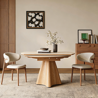 Table à manger extensible en bois massif de style rétro français, 4 chaises pliables et réglables pour appartement, hôtel, villa
