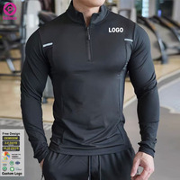 Vêtements de sport personnalisés avec logo, vêtements de sport pour hommes, sweat-shirts à fermeture éclair, t-shirts de course, hauts de sport à manches longues, hauts de compression serrés pour la salle de sport