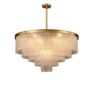 luxury brass glass round modern chandelier ceiling lights for kitchen living room