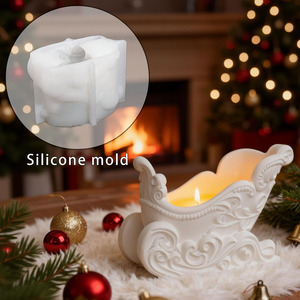 Moule en silicone Père Noël avec traîneau pour pot de plantes, bougeoir de Noël unique, pot de rangement, moule pour pot de succulentes en résine - Product Image 1