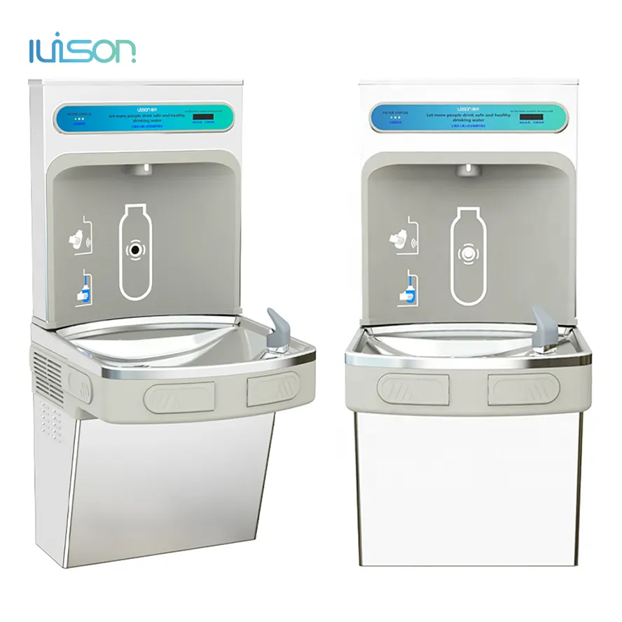 Fontes bebendo automáticas inteligentes para ambientes internos, água purificada de alta qualidade, estação de enchimento de garrafas de água gelada para escritórios escolares