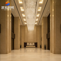 Lustre LED carré personnalisable en verre et métal pour plafond intérieur, idéal pour décorer hôtels, restaurants, maisons, villas, centres commerciaux, éclairage stable