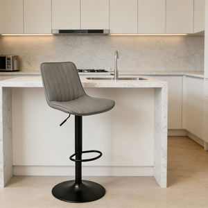 Tabouret de bar moderne TUQ CHAIR pivotant, réglable en hauteur, confortable, avec dossier, pour comptoir de cuisine, bar, restaurant, événements - Product Image 1