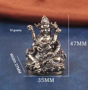 Pirinç tibet kırmızı servet tanrı heykeli tibet budist sunak antika koleksiyon eski bakır zanaat toptan sunan - Product Image 2