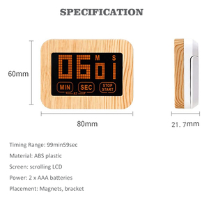 Cronómetro Electrónico LED con Patrón <span class=keywords><strong>de</strong></span> Madera Minimalista J&R, Temporizador <span class=keywords><strong>de</strong></span> Cocina Magnético Portátil <span class=keywords><strong>de</strong></span> Escritorio con <span class=keywords><strong>Cuenta</strong></span> Regresiva - Product Image 2