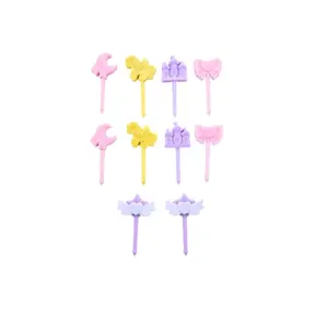 Güzel plastik mini forks kız 8 adet kawaii unicorn kale meyve çubukları accesorios para loncheras bento kürdan