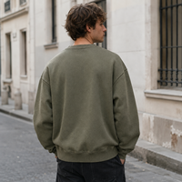 Sudadera OEM Verde Oliva con Logotipo en Relieve 3D, Sudadera de Felpa de Algodón Grueso, Estilo Casual Urbano para Hombre, Cuello Redondo