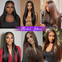Perruque en cheveux humains naturels 5x7 Lace, 22 pouces, couleur 1B, lisse, 100% vierges non traités, sans perte ni emmêlement, avec ligne de cheveux naturelle, pour femmes noires