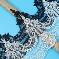 Vente en gros 24cm Original blanc noir or dentelle paillettes couvre-chef de mariée accessoire de bricolage