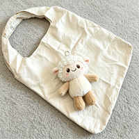 Nouveau design porte-clés en peluche renard avec sac de courses pliable, jouets en peluche animaux en gros avec sac à main