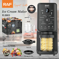 Máquina para Hacer Helados RAF R.0903, 800W, Eléctrica, 500ml, 10 Programas, Función de Limpieza, para Cocina Casera