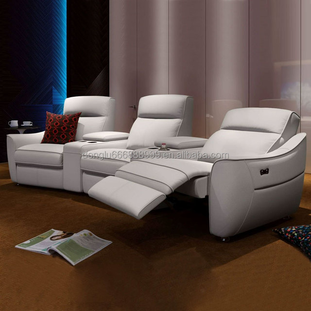 Modern Premium Grain Home Theater Seating Double Electric Chair Genuine Leather Functional Living Rooms Halls Metal Wood