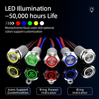 Sakelar Tombol Tekan LED RGB Tahan Air 20A IP67 Bahan Stainless Steel untuk Otomotif, Tombol Start Daya untuk Kontrol Mobil Truk