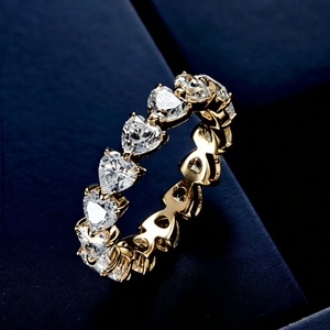 Luxury Heart Shape Lab Grown Diamond Eternity Band Solid 18K Yellow White Rose Gold Full <b>Circle</b> Heart Cut Wedding <b>Ring</b> - Product Image 1