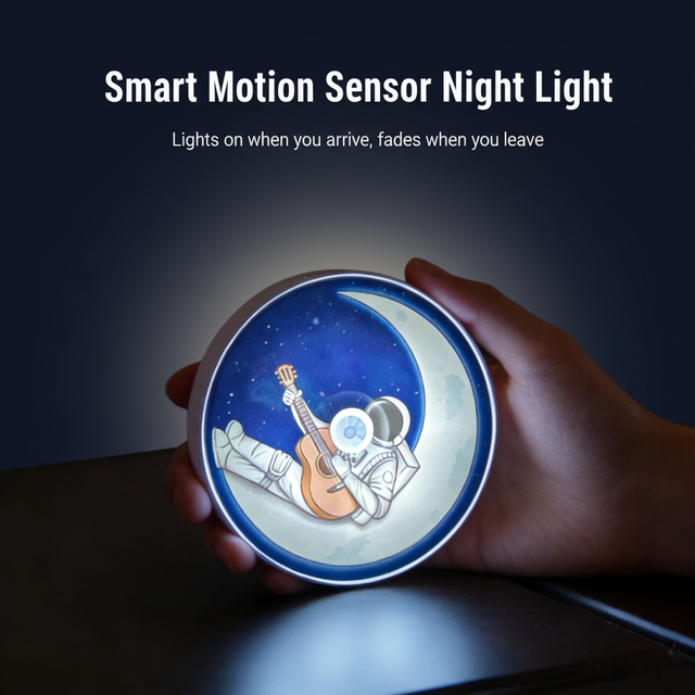 Customized Motion Sensor LED Night Light Battery Mini Size Cold White Light-USB Charging for Bedroom Cabinet Closet Photography