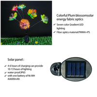 Lampu Taman LED Serat Optik Tenaga Surya Tahan Air, Dekorasi Lanskap Taman Luar Ruangan, Motif Bunga Plum, Warna Putih Hangat & RGB