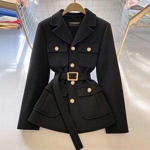 Nuova Giacca <span class=keywords><strong>Blazer</strong></span> da <span class=keywords><strong>Donna</strong></span> a Vita Alta <span class=keywords><strong>con</strong></span> Multi-Tasche, <span class=keywords><strong>Cintura</strong></span> e Bottone Singolo in Tinta Unita per Uso Quotidiano - Product Image 3