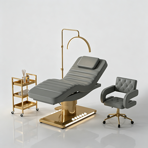 New Design Beauty Nail Salon Equipment <b>pink</b> Leather Cosmetic Facial Spa Bed 3 Motor Electric Massage Table Set with <b>Stool</b> - Product Image 4