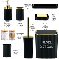 Set Aksesoris Kamar Mandi Minimalis Ramah Lingkungan Moozi Luxury 9-Piece dari Plastik dengan Dispenser Sabun untuk Dekorasi Rumah
