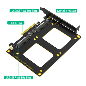 การ์ดแปลง Dual U.2 SSD เป็น PCIe 4.0 X8 รองรับ 2 X หรือแบบ Soft ไม่มีฟังก์ชัน PCI-e มีสินค้าในสต็อก การ์ดแปลง U.2 เป็น PCI-e 8x - Product Image 3