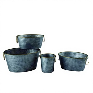 4 Pcs Set of Galvanized Wine Bucket and 3 Pcs Different Sizes Wine Tub Metal Beverage Ice Tubs for Parties - Product Image 1