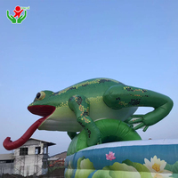 Tobogán Acuático Inflable Grande con Forma de Rana, Doble Carril, para Niños y Adultos, Parque Acuático Inflable al Aire Libre con Pared de Escalada