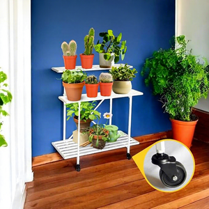 Support à fleurs moderne en métal à 3 niveaux, revêtement poudré blanc, pour plantes d'intérieur, usage domestique - Product Image 5