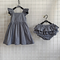 Ensembles de vêtements pour bébé fille personnalisés, vêtements décontractés pour filles, robe 100% coton à manches courtes, robe à carreaux rouge et blanc à carreaux de buffle pour enfants