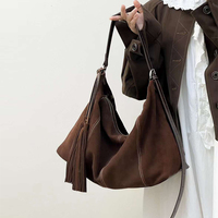 Tas Selempang Kulit Asli Wanita Model Vintage Baru, Tas Tangan Desainer Elegan Kasual, Tahan Air dengan Ritsleting dan Gesper