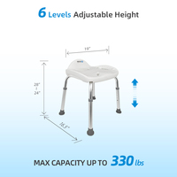 Chaise de douche robuste en aluminium 150 kg avec trou de drainage, siège incliné ergonomique, aide à la sécurité pour personnes âgées dans la salle de bain