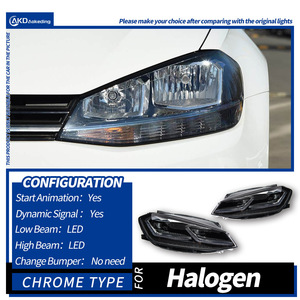 Gruppo Fari a LED per <span class=keywords><strong>Volkswagen</strong></span> <span class=keywords><strong>Golf</strong></span> <span class=keywords><strong>7.5</strong></span> R-line con Lente Proiettore, Doppio DRL e Indicatore di Direzione Dinamico 2018-2020, Plug and Play - Product Image 2