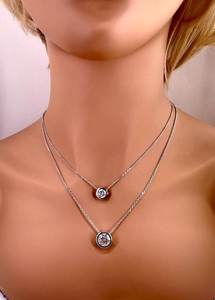 Collar con Colgante de Plata de Ley 925 con Moissanita de Corte Redondo, Hecho a Mano, Joyería Fina para Regalo de Boda o Fiesta - Product Image 3