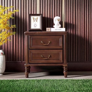 American Luxury Solid Wood <strong>Bedside</strong> <strong>Table</strong> with <strong>Retro</strong> Korean Pastoral Style Nightstand Counter Lamp Cabinet Drawer Storage Cabinet - Product Image 6