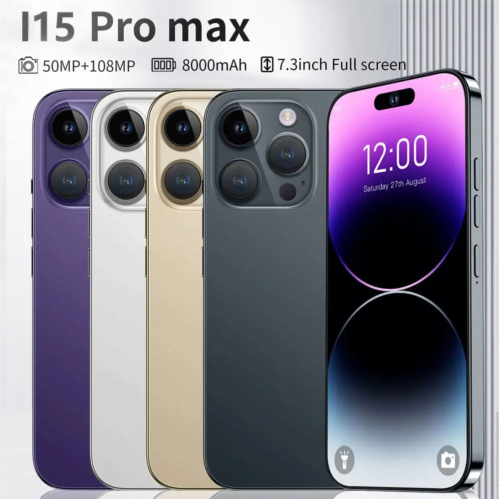 2022 هاتف خلوي أصلي i15 Pro Max ذكي جديد 16 جيجابايت + 1T هاتف 15 نموذج غير مقفل يعمل بنظام الأندرويد