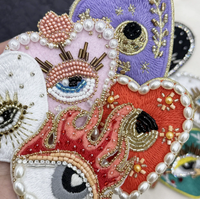 Appliques perlées œil porte-bonheur personnalisées de haute qualité, dernières nouveautés, 3D faites à la main, à coudre, avec sequins décoratifs pour chapeaux, sacs et vêtements