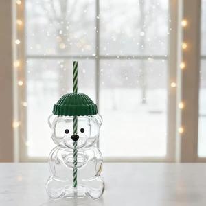Gobelet en verre à paille Bear 20oz, tasse à café en borosilicate réutilisable, vaisselle transparente avec couvercle en silicone sans BPA - Product Image 4