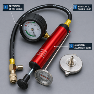 Kit de test de pression du système de refroidissement du radiateur <span class=keywords><strong>automobile</strong></span> 14 pièces - Détecteur de fuite de réservoir d'eau universel avec adaptateurs en aluminium anodisé - Product Image 3