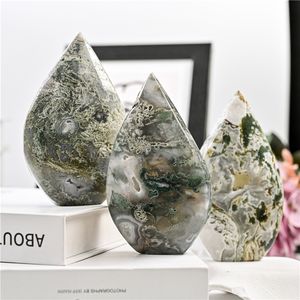 Adornos de Piedras Preciosas Pulidas de Ágata Musgosa Natural en Forma de Lágrima, Geoda de Ágata Druzy para Fines Decorativos - Product Image 5