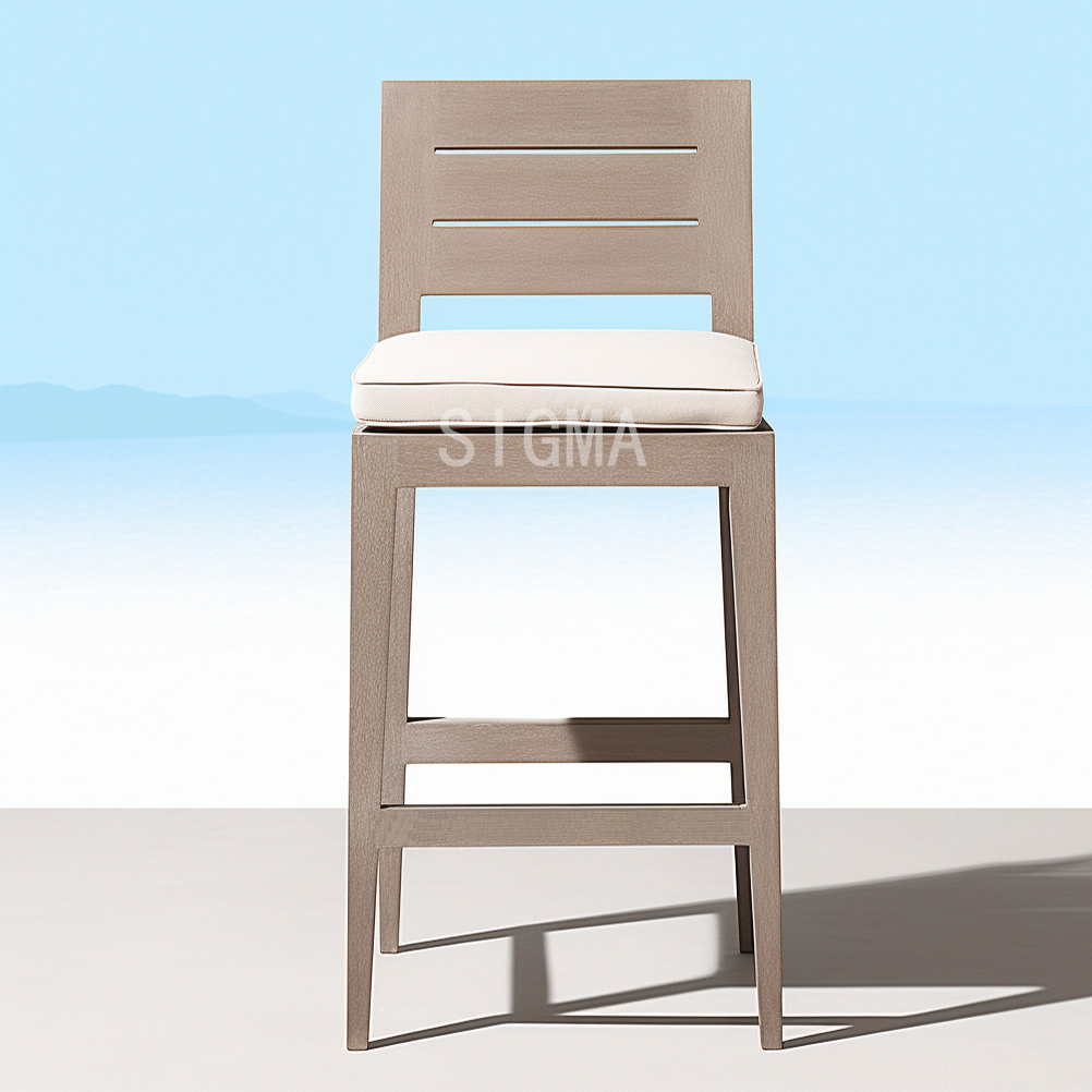 Factory design garden beach bar furniture outdoor furniture rooftop bar bistro height teak wood wooden high bar stools