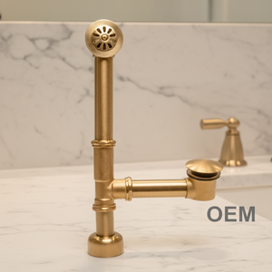 Rubinetto OEM in ottone con comando a pedale per scarico e troppopieno vasca da bagno, con frontale in stile margherita vintage per bagno - Product Image 1