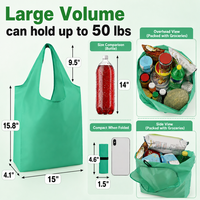 Sac de courses pliable avec pochette de rangement, réutilisable, écologique, en polyester, grand format, personnalisable avec logo, vente en gros, OEM, robuste