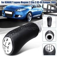 Pommeau de vitesse 5 vitesses en cuir PU pour Renault Laguna Megane 2 Clio 3 2003 2004 2005 2006 2007 2008 2009 Scenic2 Kangoo