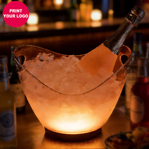 Seau à glace LED transparent en acrylique <span class=keywords><strong>4L</strong></span>, forme mini-bateau, éclairage RGB, refroidisseur de champagne et de vin pour bar et fête - Product Image 1
