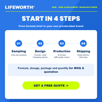 LIFEWORTH - Paquetes de L-Glutamina en Polvo de Marca Privada, 5 g, Sobres para la Recuperación Intestinal, Soporte Digestivo, 30 Sobres, OEM, ODM, Personalizado, GMP