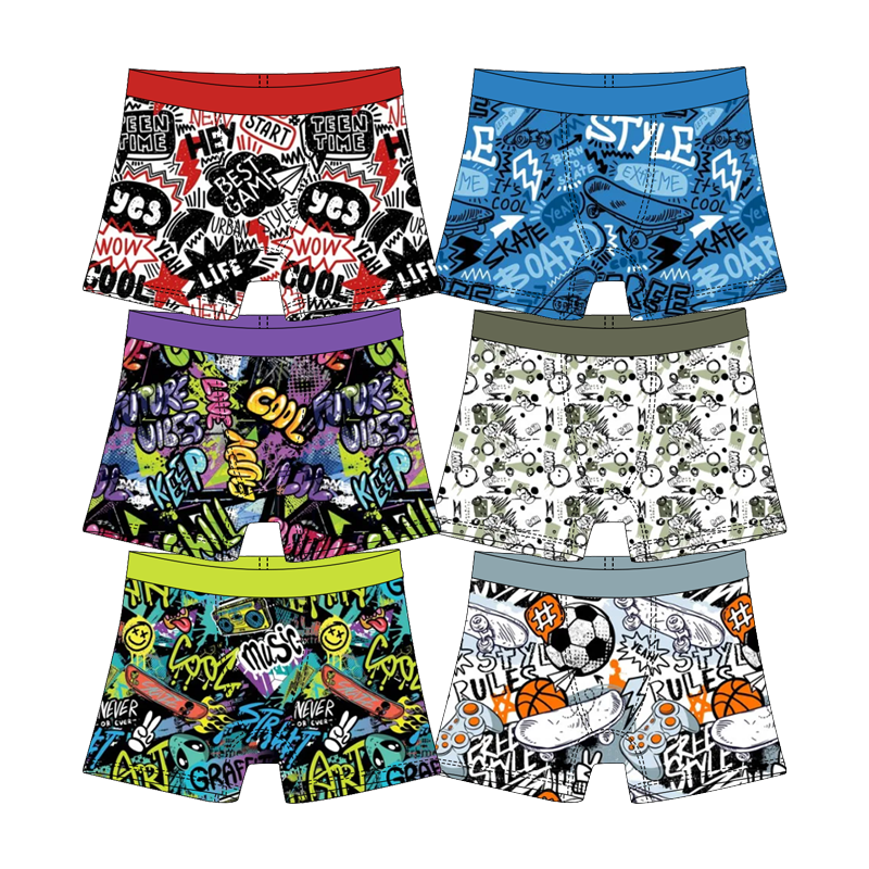 Customized Boys Underwears Graffiti Patterns Underwear