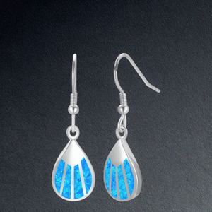 Trendy Vintage Sterling Silver Drop <b>Earrings</b> Shell Shape Synthetic <b>Blue</b> Fire <b>Opal</b> Purple Women's Party Gift - Product Image 3