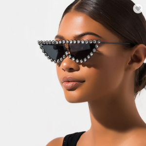 Guvivi tùy chỉnh 2023 phụ nữ của kính mát Thiết kế thời trang Rhinestone Shades với màu xanh trắng vàng PC khung kim cương - Product Image 2