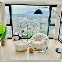 Fauteuil inclinable moderne convertible en velours flocon de neige et polaire sherpa, design citrouille, pivotant, confort doux